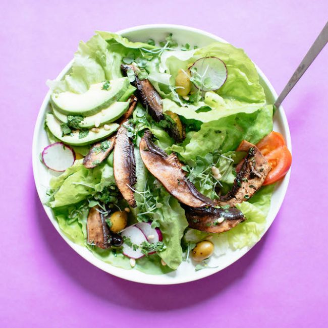 BUTTER LETTUCE SAUTEED PORTOBELLO SHROOM SALAD