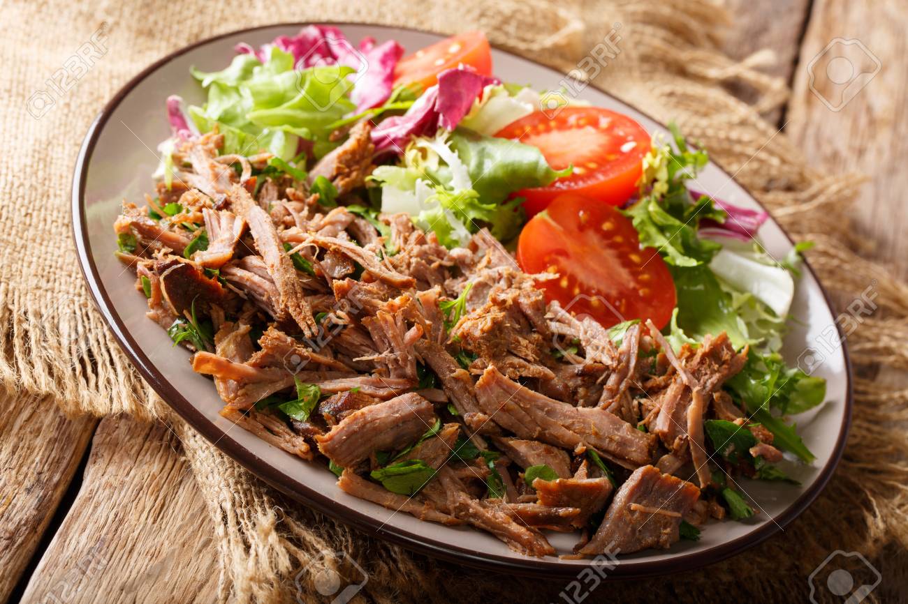 PULLED BEEF OVER SALAD