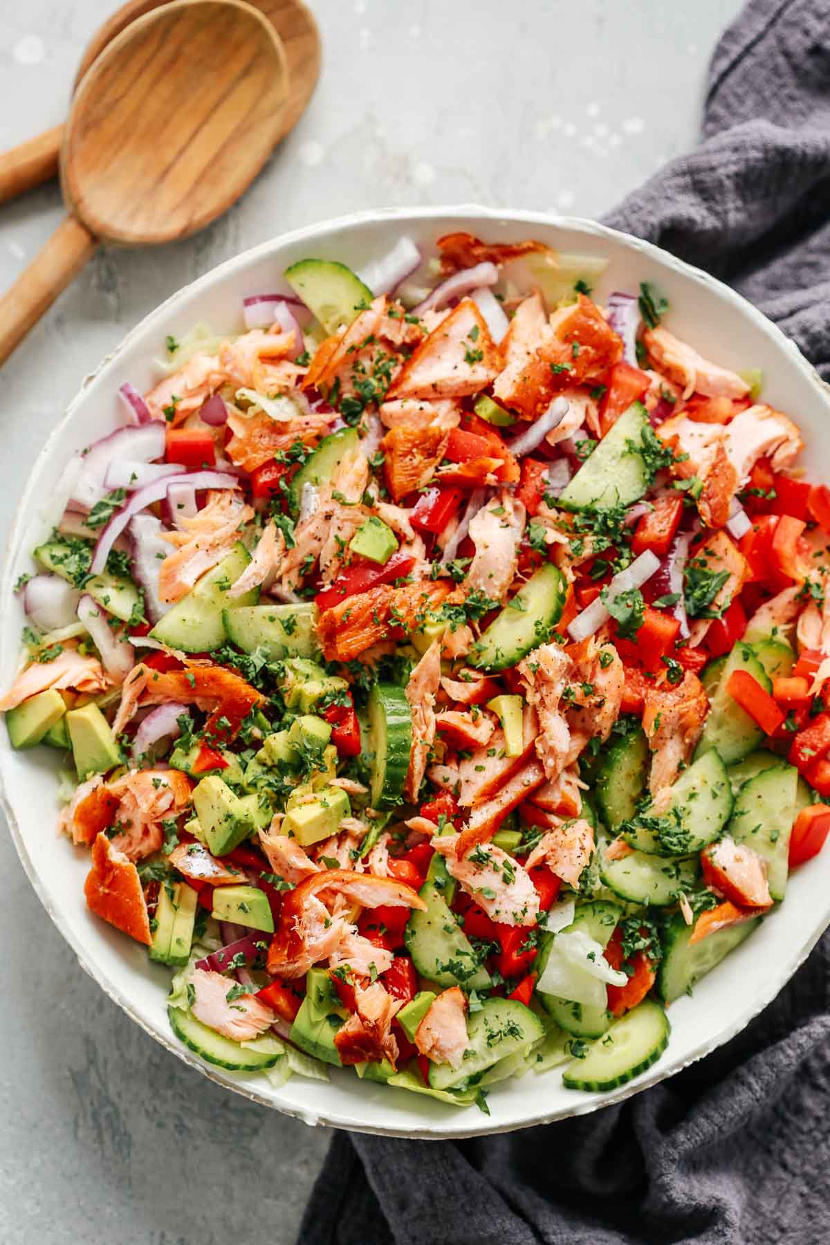 SALMON ARAYES OVER SALAD