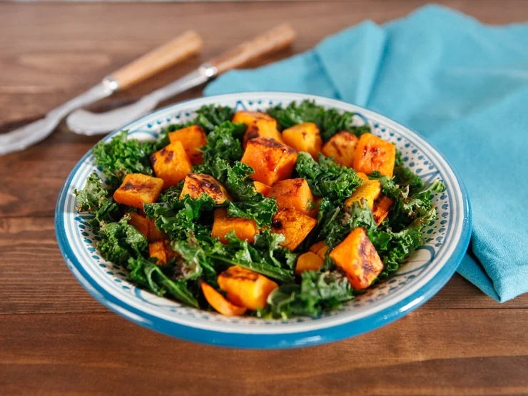 ROASTED BUTTERNUT SQUASH WITH SAUTEED KALE
