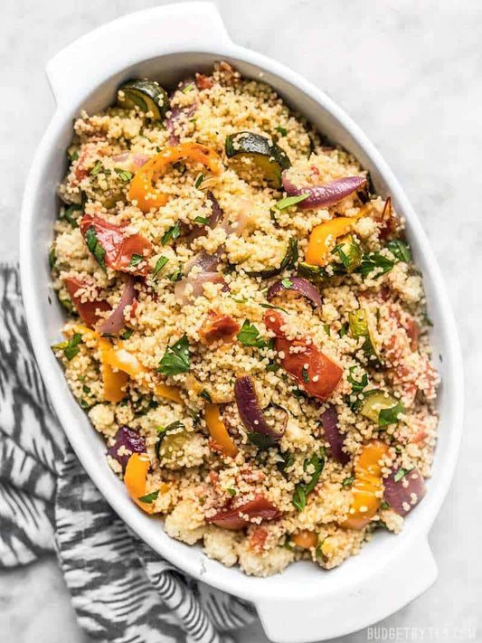 MOROCCAN COUS COUS WITH STEAMED VEGETABLES