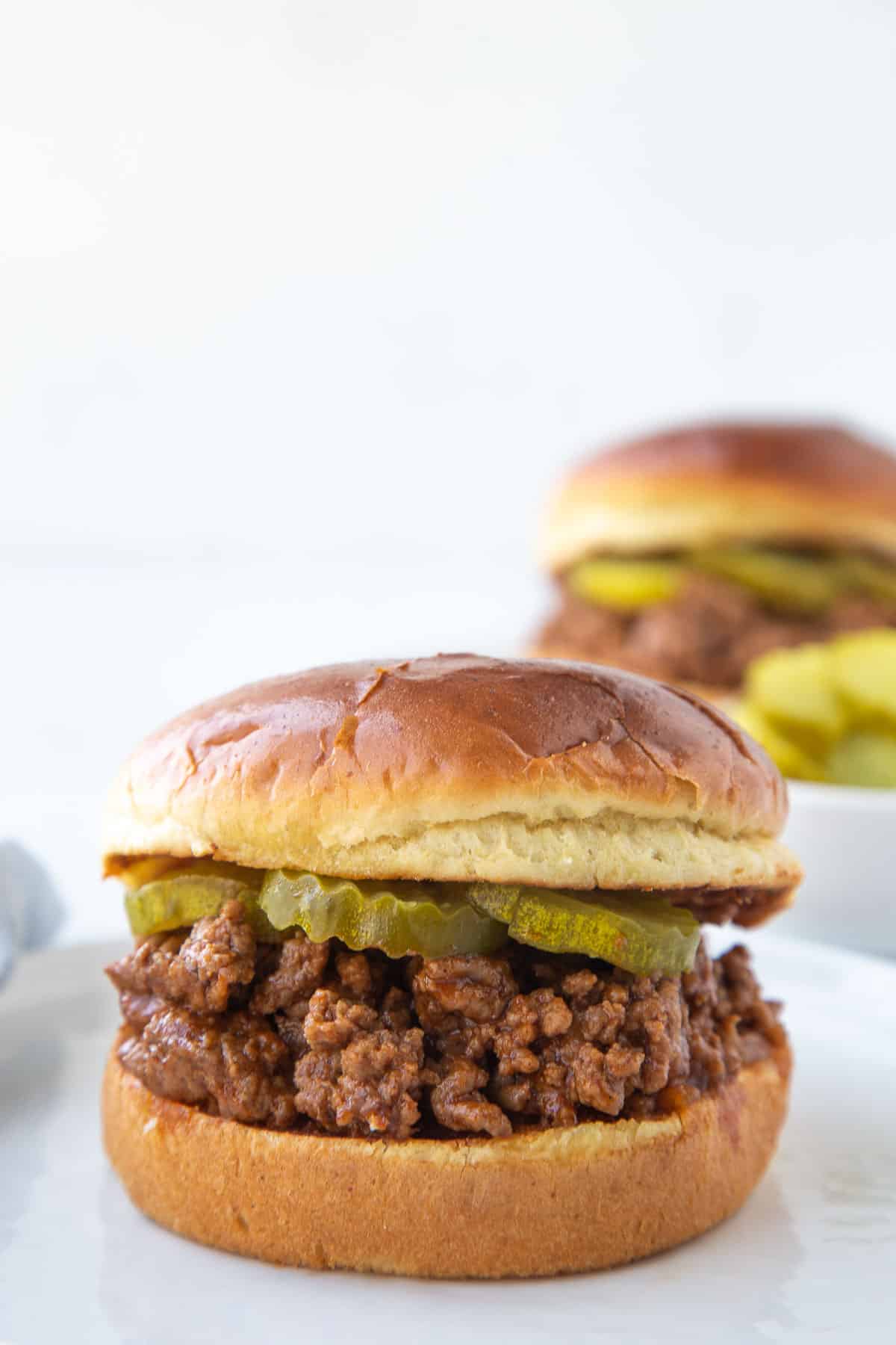 BEEF CHILI SLOPPY JOES ON BRIOCHE BUN - SIDE OF POTATOES