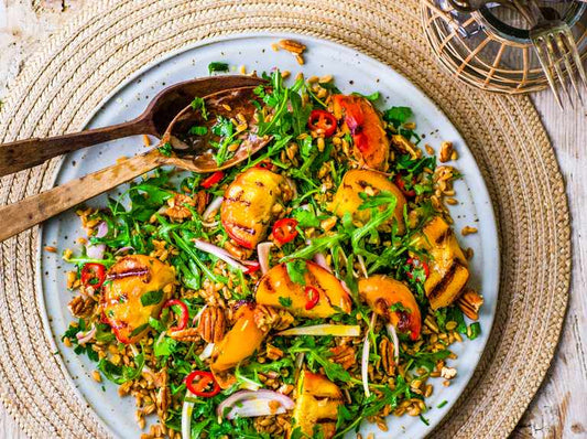 ARUGULA GRILLED PEACH SALAD - 9X9